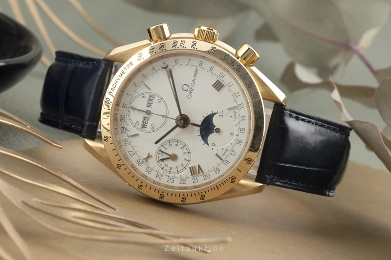 Omega Speedmaster chronograph 18 ct gold automatic men's watch 3131.20 LP: 21300EUR [2401943]