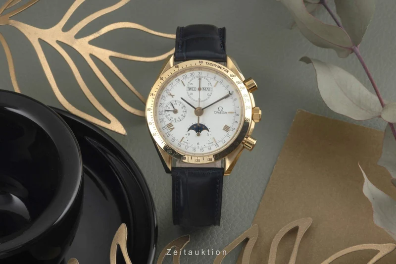Omega Speedmaster chronograph 18 ct gold automatic men's watch 3131.20 LP: 21300EUR [2401943]