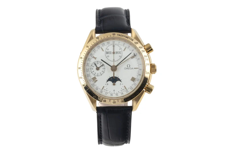 Omega Speedmaster chronograph 18 ct gold automatic men's watch 3131.20 LP: 21300EUR [2401943]