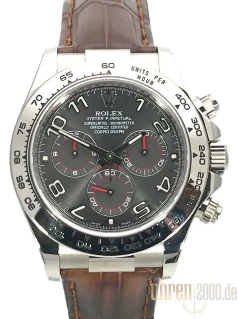 Rolex Cosmograph Daytona 116519 Weißgold Leder Slate LC100 aus 2015