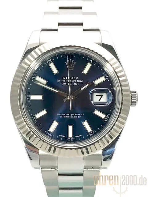 Rolex Datejust II 41 Edelstahl Weißgold 116334 Blau aus 2015