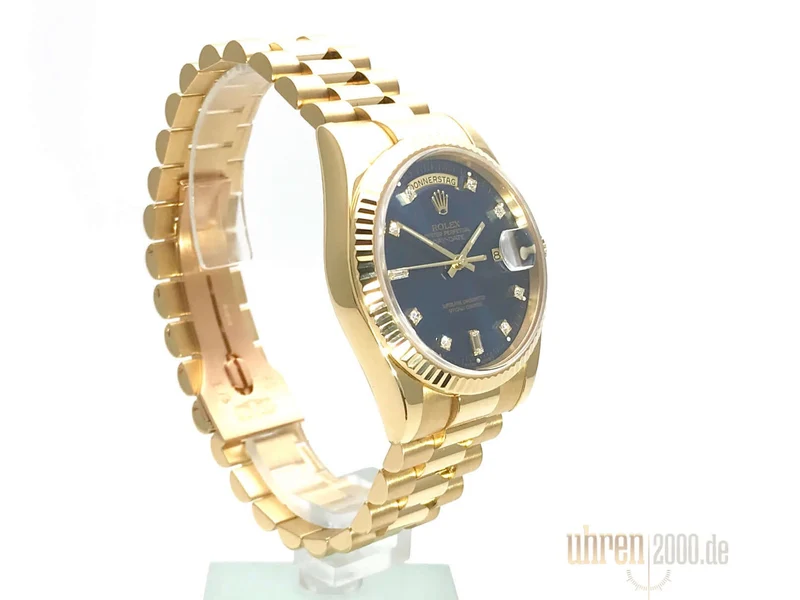 Rolex Day-Date 36 Gelbgold 118238 Blau Diamant LC100 K-Serie