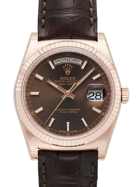 Rolex Day-Date 36 118135 Everose-Gold Leder Schoko aus 2017