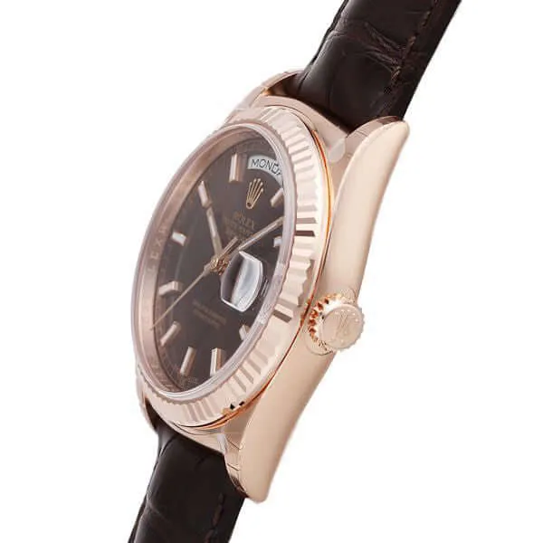 Rolex Day-Date 36 118135 Everose-Gold Leder Schoko aus 2017
