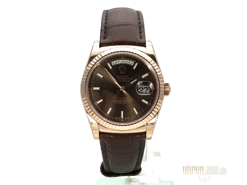 Rolex Day-Date 36 118135 Everose-Gold Leder Schoko aus 2017