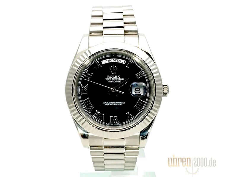 Rolex Day-Date II 218239 Weißgold Schwarz Römisch aus 2009