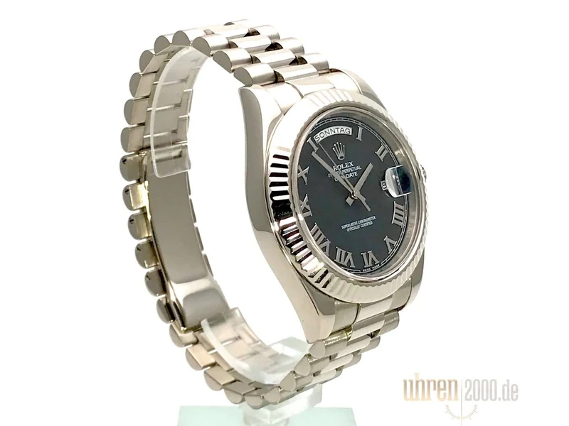 Rolex Day-Date II 218239 Weißgold Schwarz Römisch aus 2009