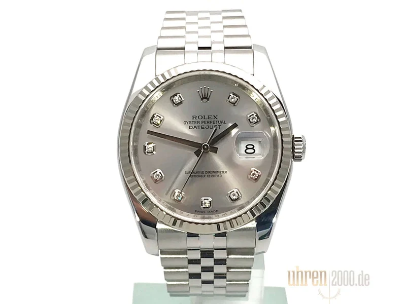 Rolex Datejust 36 Edelstahl Weißgold 116234 Silber Diamant Jubile aus 2011 LC100