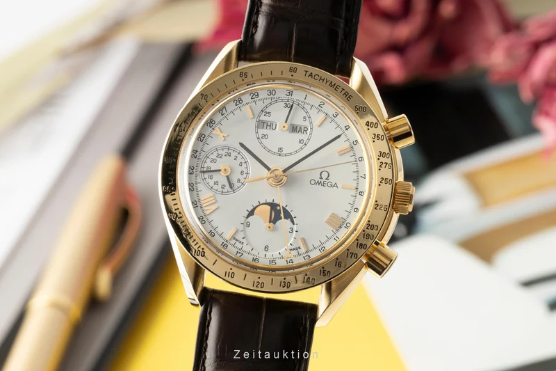 Omega Speedmaster chronograph 18 ct gold automatic men's watch 3131.20, BA 175.0034 LP: 21300EUR [2400627]