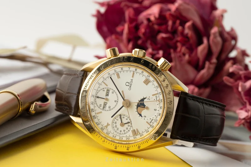 Omega Speedmaster chronograph 18 ct gold automatic men's watch 3131.20, BA 175.0034 LP: 21300EUR [2400627]