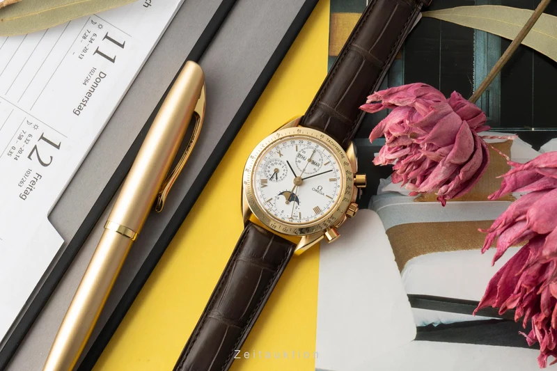Omega Speedmaster chronograph 18 ct gold automatic men's watch 3131.20, BA 175.0034 LP: 21300EUR [2400627]