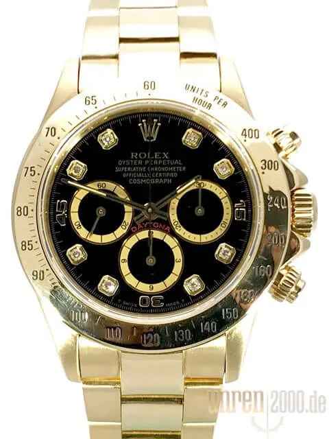 Rolex Cosmograph Daytona 16528 Gelbgold Schwarz Diamant aus 1992 X-Serie LC100