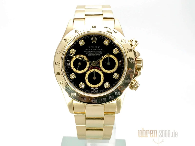 Rolex Cosmograph Daytona 16528 Gelbgold Schwarz Diamant aus 1992 X-Serie LC100
