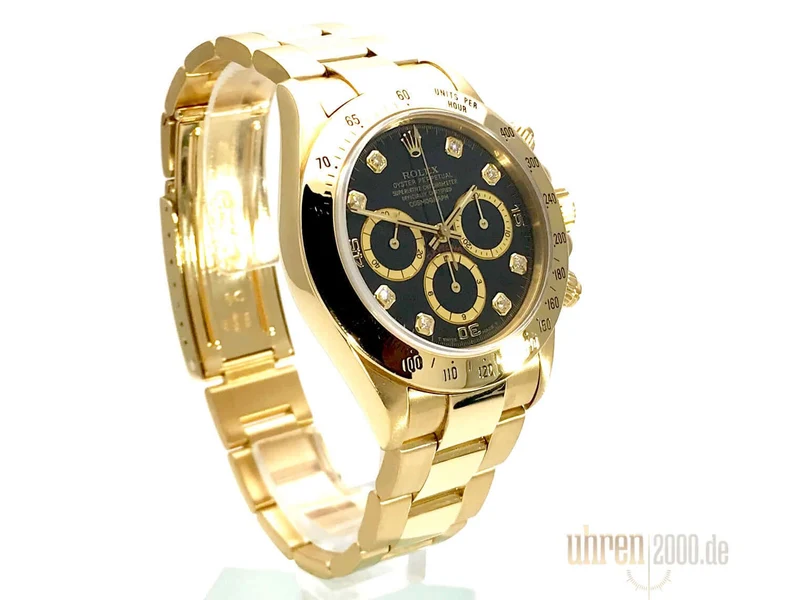 Rolex Cosmograph Daytona 16528 Gelbgold Schwarz Diamant aus 1992 X-Serie LC100