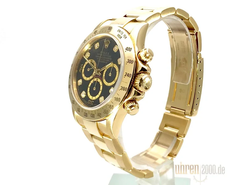 Rolex Cosmograph Daytona 16528 Gelbgold Schwarz Diamant aus 1992 X-Serie LC100