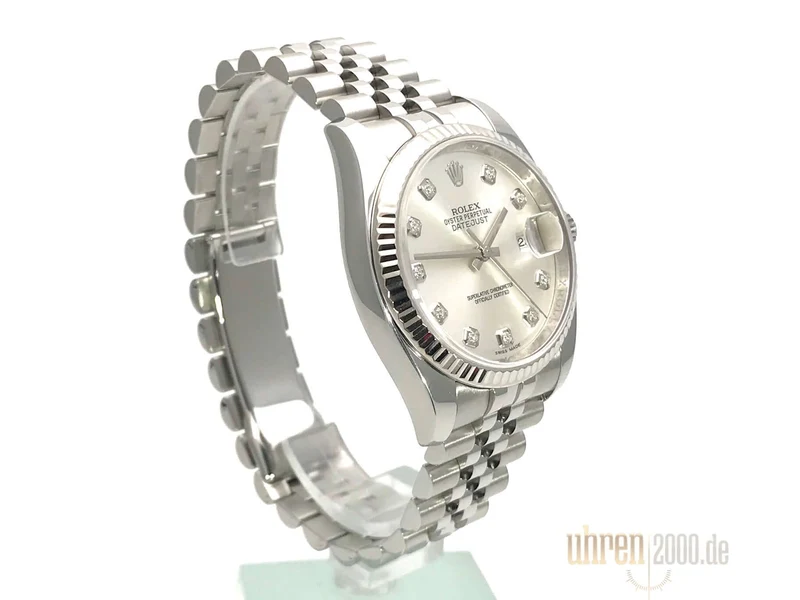 Rolex Datejust 36 Silber Diamant 116234 Jubile-Band aus 2015 LC100