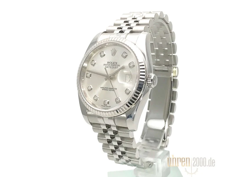 Rolex Datejust 36 Silber Diamant 116234 Jubile-Band aus 2015 LC100