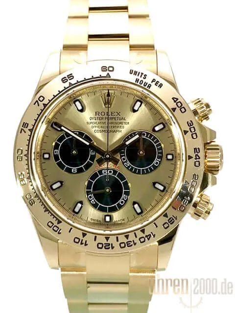 Rolex Cosmograph Daytona Gelbgold 116508 Schwarz Champagner aus 2017