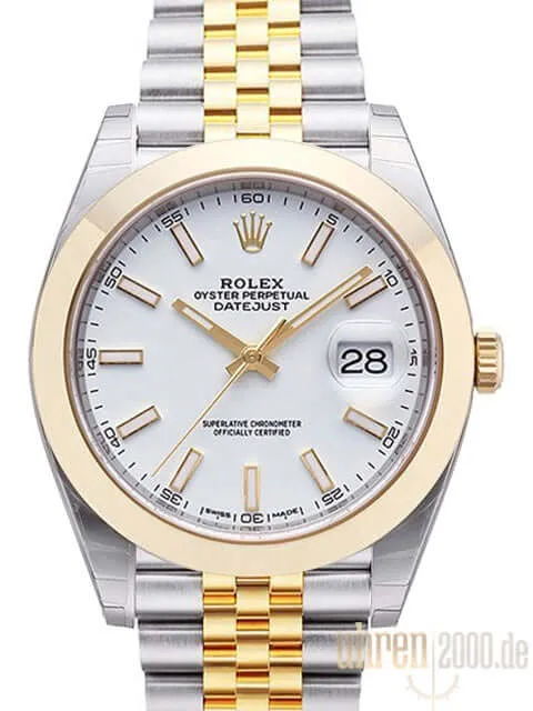 Rolex Datejust 41 Edelstahl Gelbgold 126303 Weiß Jubile-Band