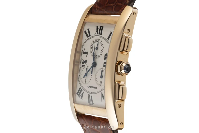 Cartier Tank Américaine chronograph 18 ct gold quartz men's watch W2601156, 1730 [2400299]