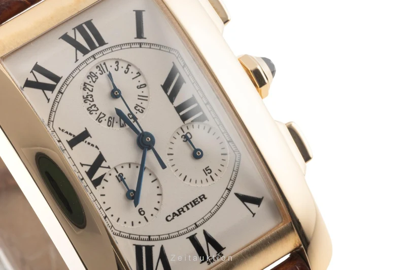 Cartier Tank Américaine chronograph 18 ct gold quartz men's watch W2601156, 1730 [2400299]