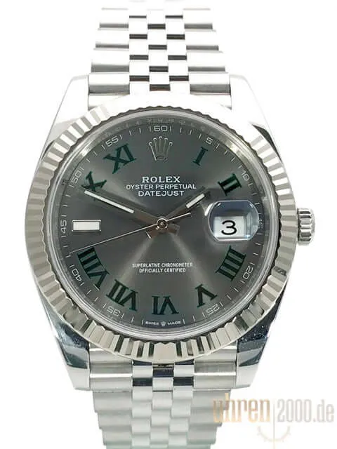 Rolex Datejust 41 Ref. 126334 Rhodium Römisch Jubile-Band aus 2018