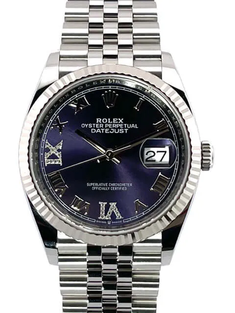 Rolex Datejust 36 Oystersteel Weißgold 126234 Purple R Diamant Jubile-Band