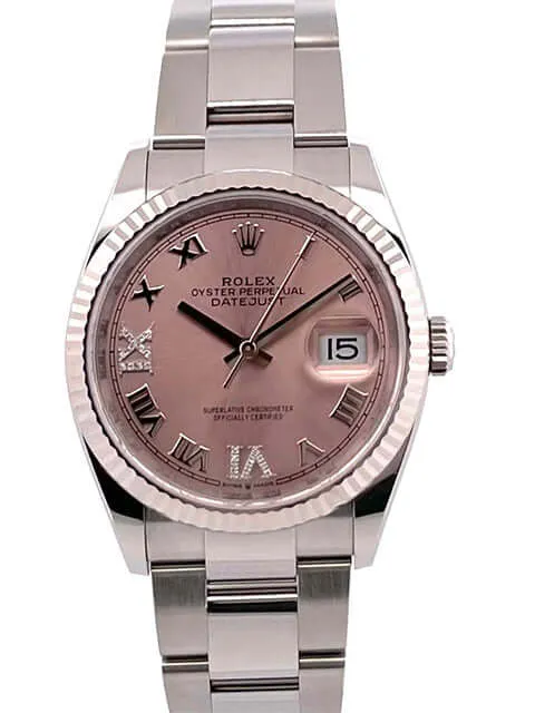 Rolex Datejust 36 Oystersteel Weißgold 126234 Pink Römisch Diamant