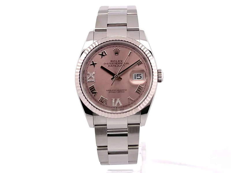 Rolex Datejust 36 Oystersteel Weißgold 126234 Pink Römisch Diamant