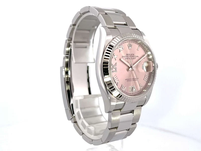 Rolex Datejust 36 Oystersteel Weißgold 126234 Pink Römisch Diamant