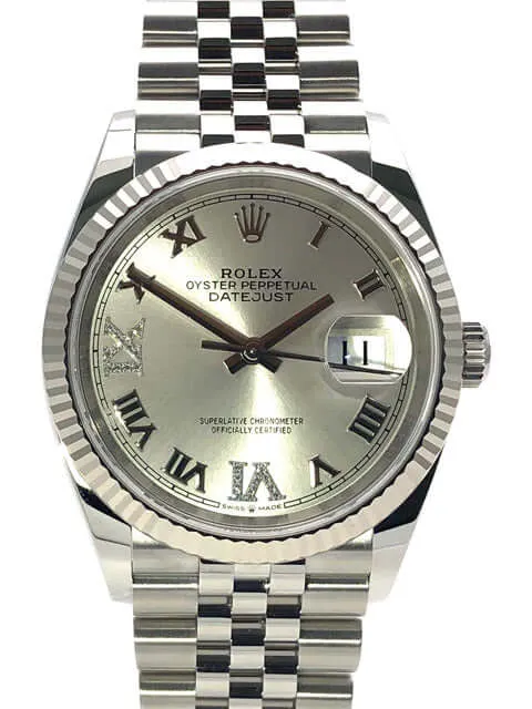 Rolex Datejust 36 Oystersteel Weißgold 126234 Silber R Diamant Jubile-Band