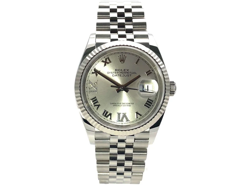 Rolex Datejust 36 Oystersteel Weißgold 126234 Silber R Diamant Jubile-Band