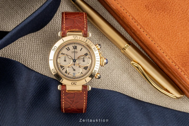 Cartier Pasha chronograph 18 ct gold automatic men's watch 2111, W3007751 LP: 27900EUR [2304268]