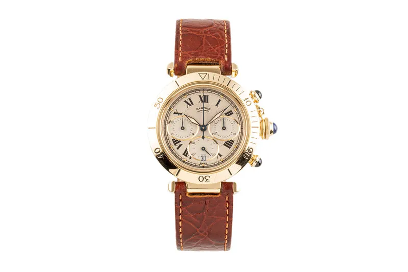 Cartier Pasha chronograph 18 ct gold automatic men's watch 2111, W3007751 LP: 27900EUR [2304268]