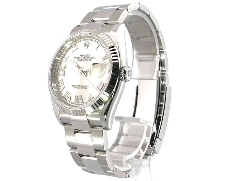 Rolex Datejust 36 Oystersteel Weißgold 126234 Silber Römisch Diamant