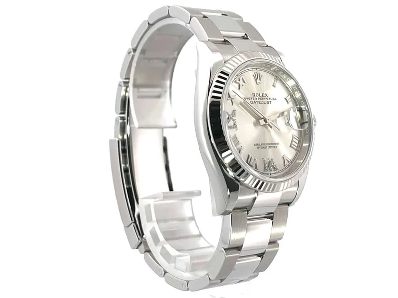 Rolex Datejust 36 Oystersteel Weißgold 126234 Silber Römisch Diamant