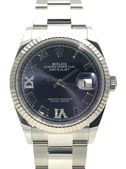 Rolex Datejust 36 Oystersteel Weißgold 126234 Purple Römisch Diamant