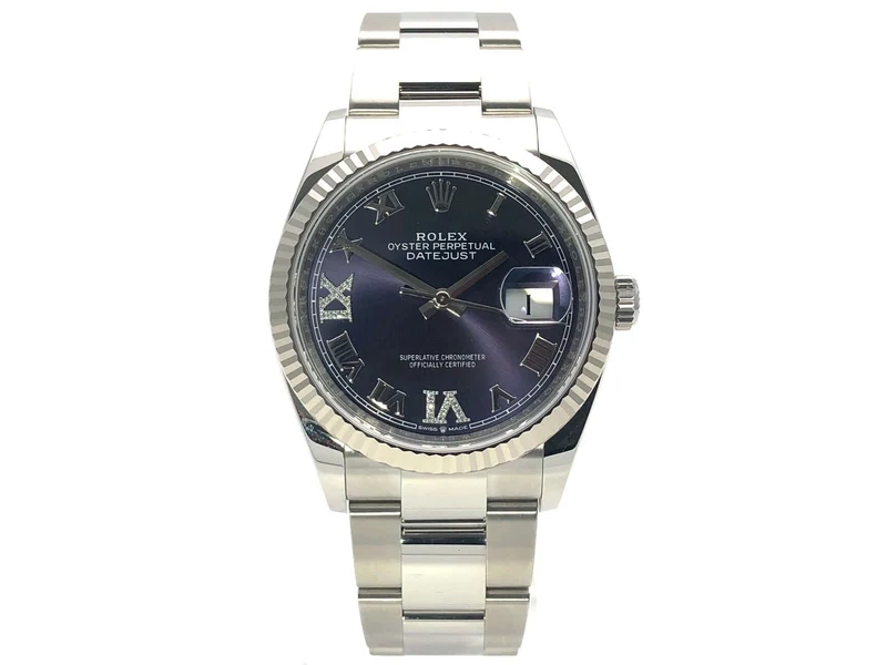 Rolex Datejust 36 Oystersteel Weißgold 126234 Purple Römisch Diamant