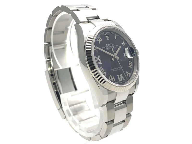 Rolex Datejust 36 Oystersteel Weißgold 126234 Purple Römisch Diamant