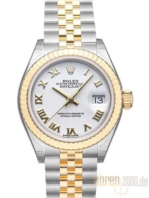 Rolex Datejust 28 Edelstahl Gelbgold 279173 Weiß Römisch Jubile-Band