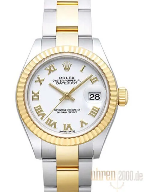 Rolex Datejust 28 Edelstahl Gelbgold 279173 Weiß Römisch