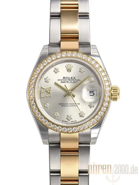 Rolex Datejust 28 Stahl Gold 279383RBR Silber Römisch Diamant