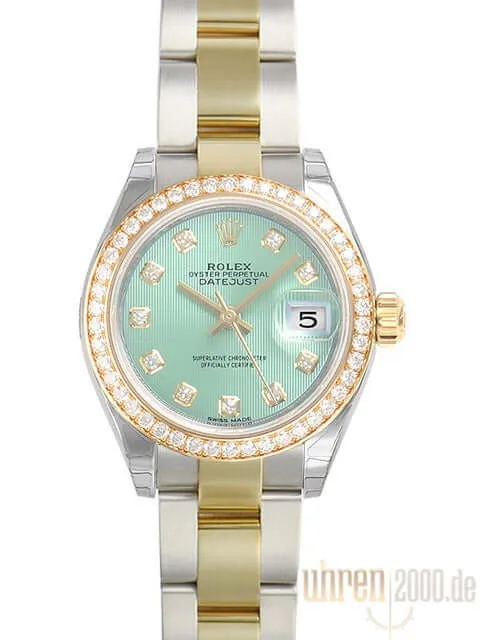 Rolex Datejust 28 Stahl Gold 279383RBR Mintgrün Diamant