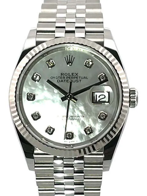 Rolex Datejust 36 Oystersteel Weißgold 126234 Perlmutt Diamant Jubile-Band