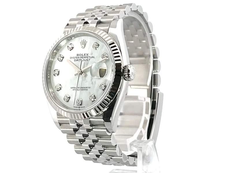 Rolex Datejust 36 Oystersteel Weißgold 126234 Perlmutt Diamant Jubile-Band