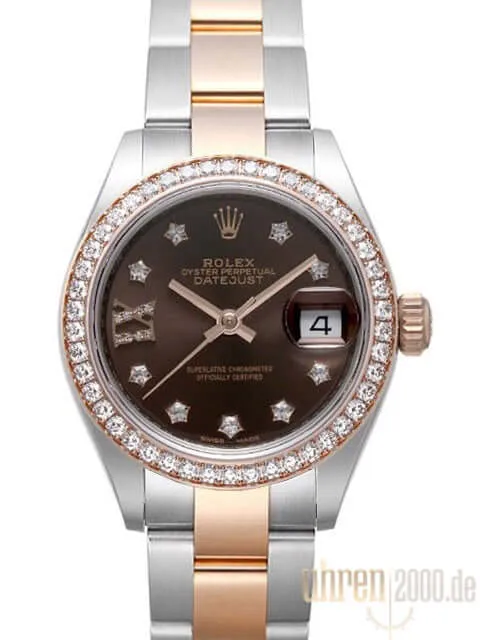 Rolex Datejust 28 Stahl Everose‑Gold 279381RBR Choco Römisch Diamant