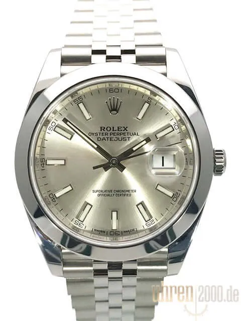 Rolex Datejust 41 Edelstahl 126300 Silber aus 2018 Jubile-Band