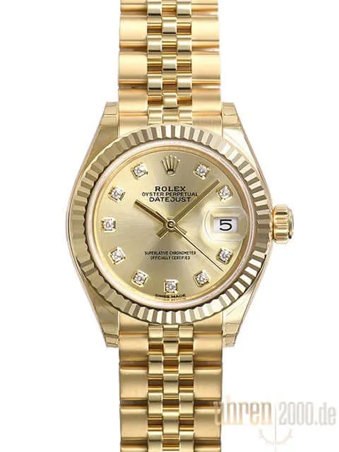 Rolex Lady-Datejust 28 Gelbgold 279178 Champagner Diamant Jubile-Band