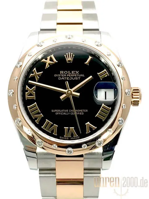 Rolex Datejust 31 Edelstahl Everose-Gold 178341 Diamant Lünette Schwarz Römisch