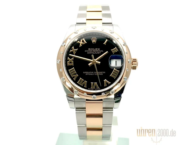 Rolex Datejust 31 Edelstahl Everose-Gold 178341 Diamant Lünette Schwarz Römisch